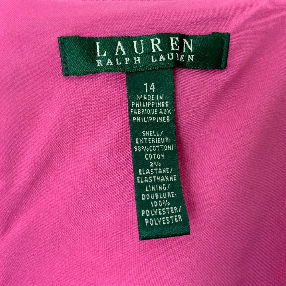 Lauren Ralph Lauren Charlotte Pink Sleeveless Shift Dress Size 14 - Picture 7 of 16